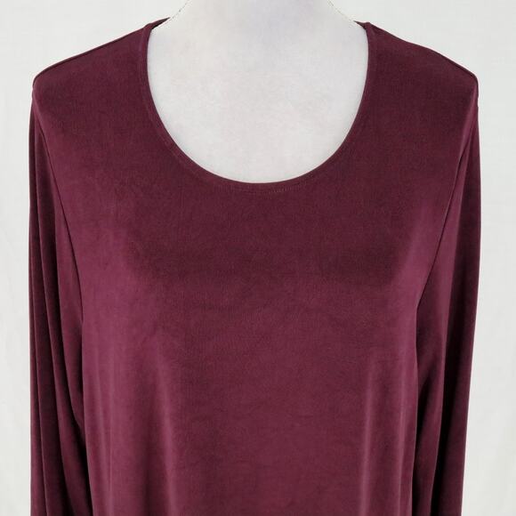Chicos Traveler Top 3 Womens XL Plum Purple Slinky Stretch Knit Pullover Blouse - Picture 7 of 13